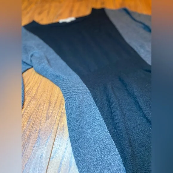 Ann Taylor Loft Black Gray Sweater Dress Sz Small - Picture 3 of 7